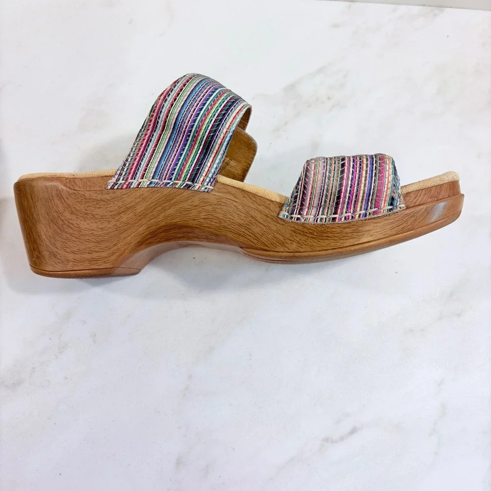 Boho Retro Wedge Sandals Striped Buckle Dansko Women Multi EU 4 / US 10.5